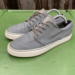 Nike SB Stefan Janoski Skateboarding Shoes Gray Leather Sneakers Size‎ 9 Men's
